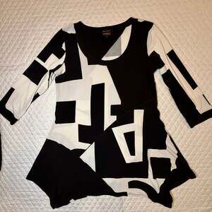 Eva Varro Womens Black And White Abstract Print Dress Size M